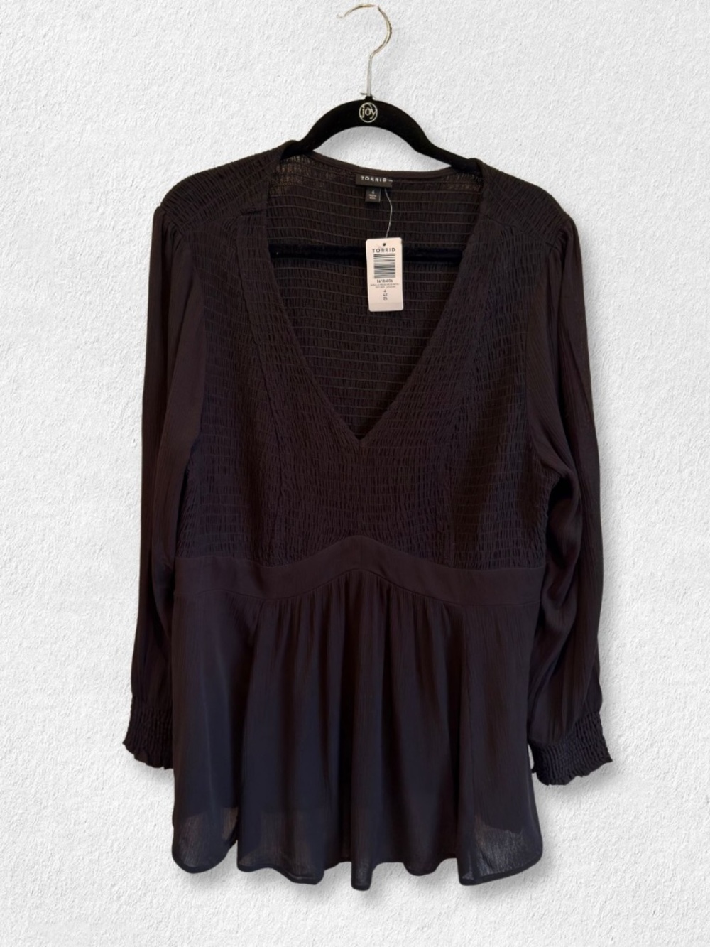 NWT Torrid Black Crinkle Gauze Smocked Babydoll Top 4X 26 - Picture 3 of 12